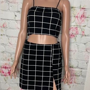 Shein 2 pc Black/White Top with skirt Medium